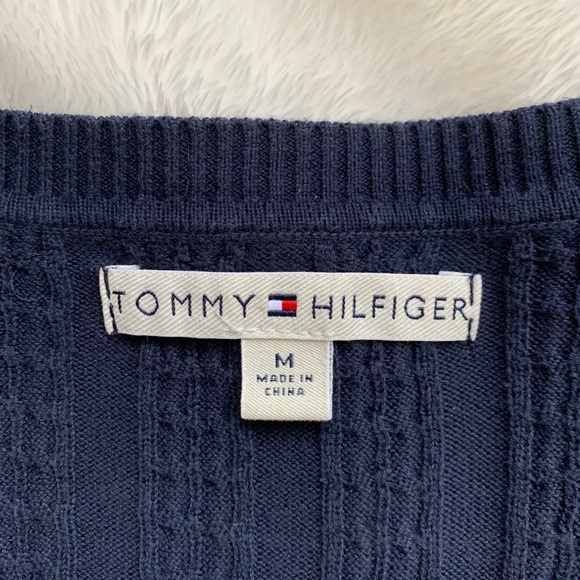 Tommy Hilfiger navy blue v-neck sweater - Picture 2 of 3